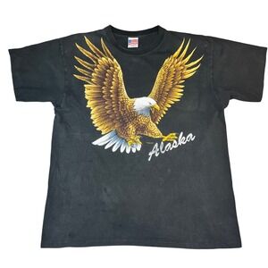Vintage 1996 Trinity Products Alaska‎ Eagle T-Shirt XXL Black Single Stitch 90s